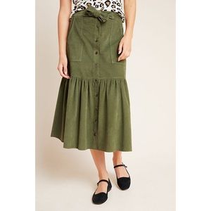 Anthropologie Amadi Sage Green Utility Midi Skirt